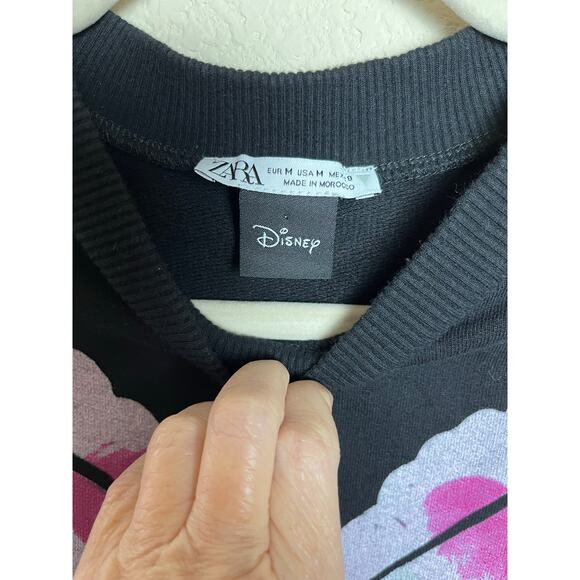 Zara Disney | Minnie Mouse Sweatshirt Black Women's Size Med 100% Cotton - Picture 3 of 5